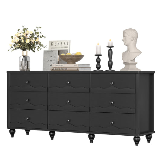 9 Drawer Dresser, 63" Wide Modern Chest of Drawers