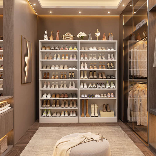 Tall Shoe Cabinet, 9-Tier Wood Shoe Storage Organizer