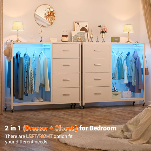 Dresser with Hanging Rack & 4 Drawers