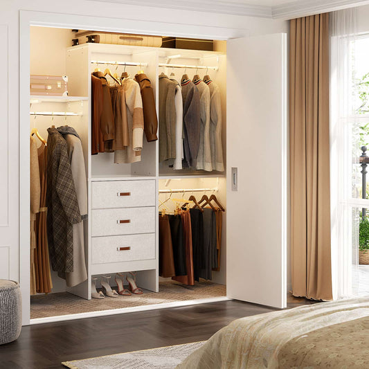 59'' W Small Closet System with 3 Fabric Drawers