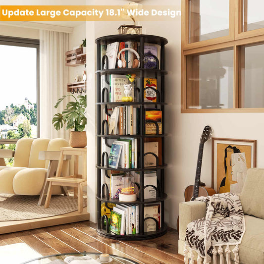 6 Tier Rotating Bookshelf Tower, Revolving Bookcase