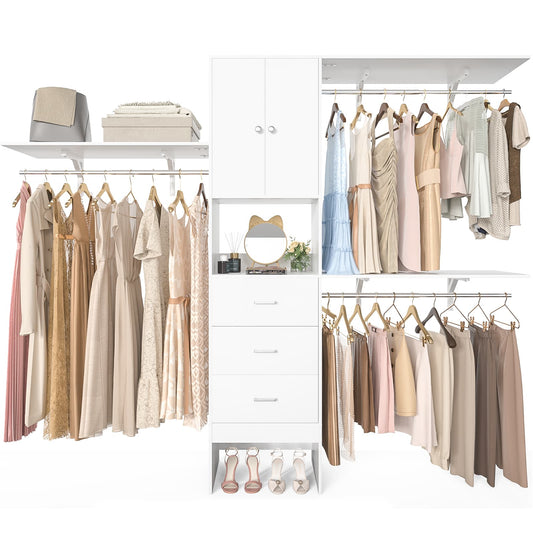 96 '' Closet Organizer System with Wood Drawers and Doors