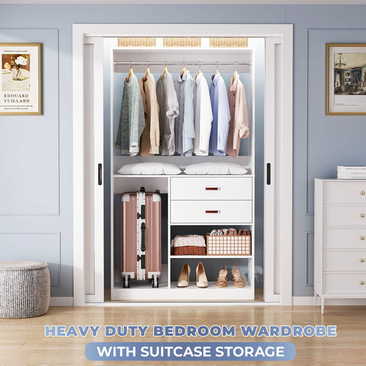 40 Inches Freestanding Closet System with Suitcase Storage