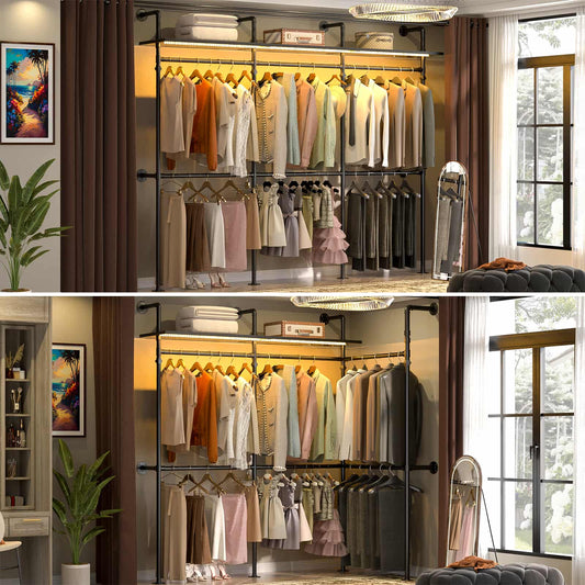 Industrial Pipe Clothing Rack, Heavy Duty Garment Rack