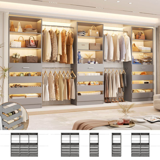 12-Drawer Customizable L-Shaped Closet System