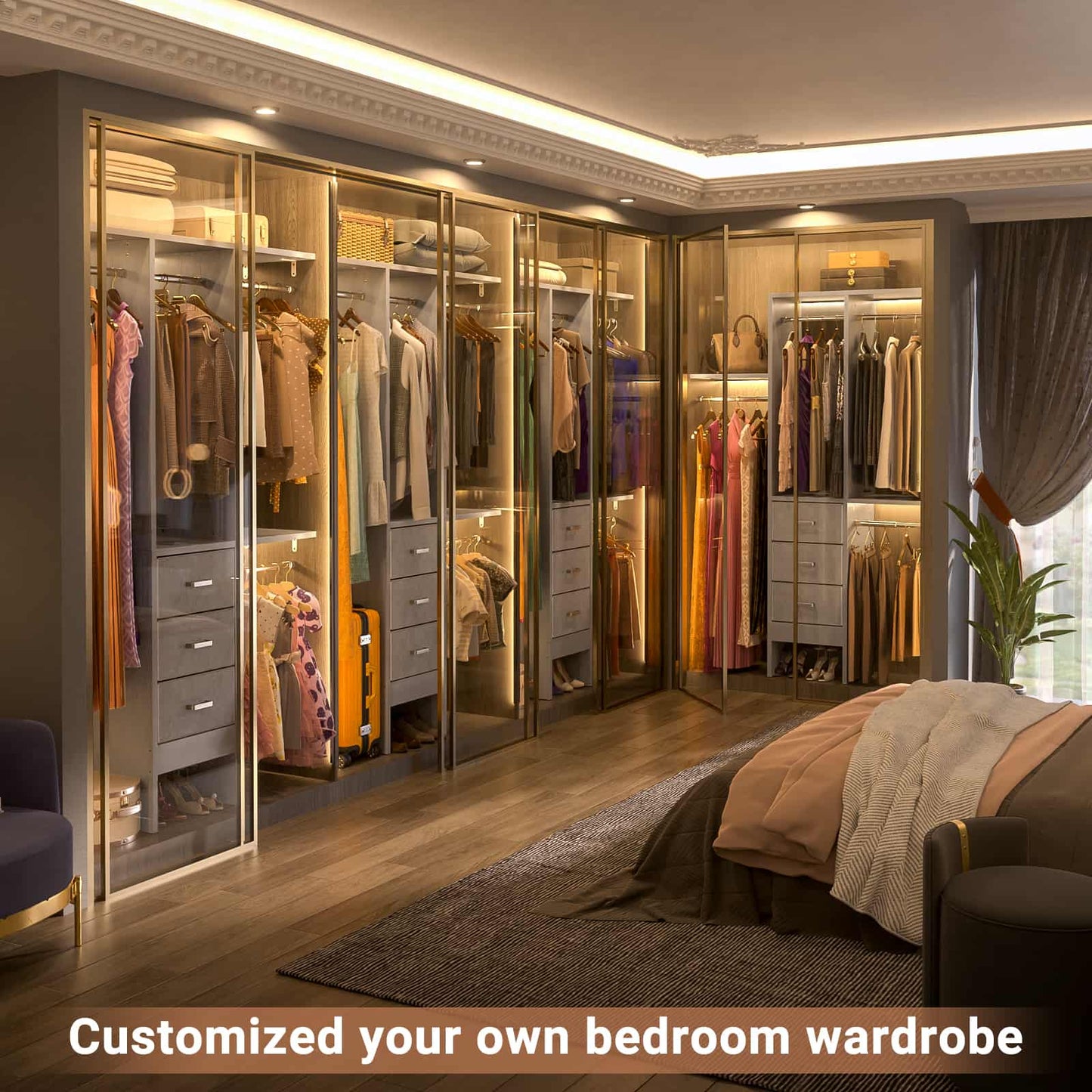 4FT Small Closet System with 3 Fabric Drawers