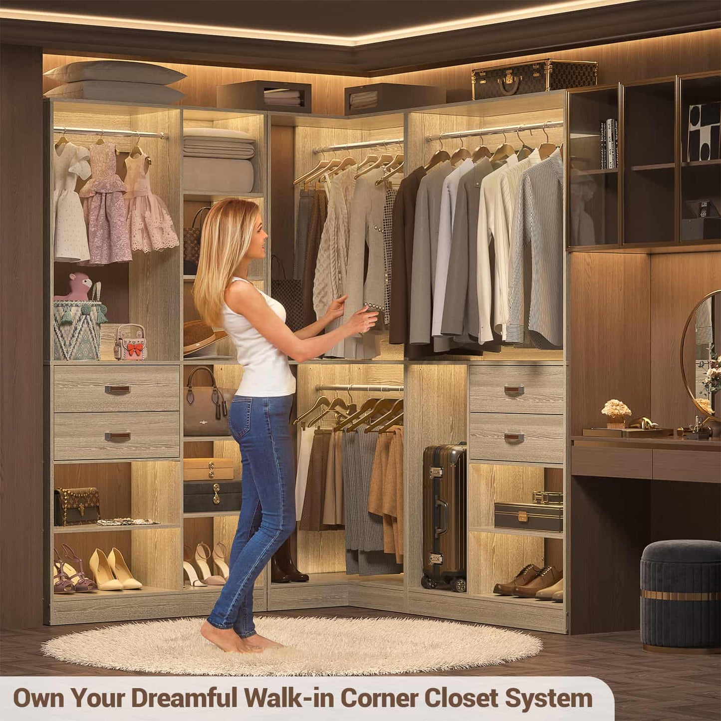 32 Inches Corner Closet System