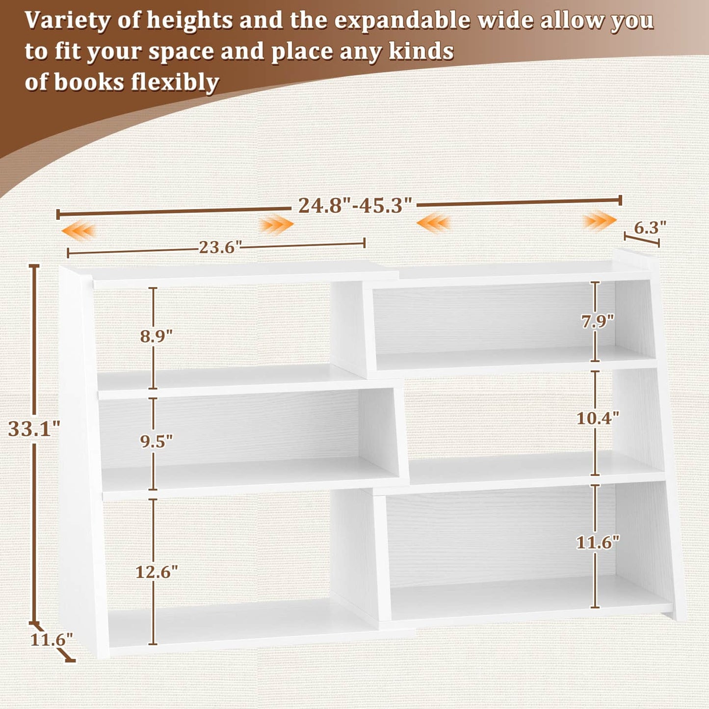 3-Tier Small Extendable Ladder Bookshelf