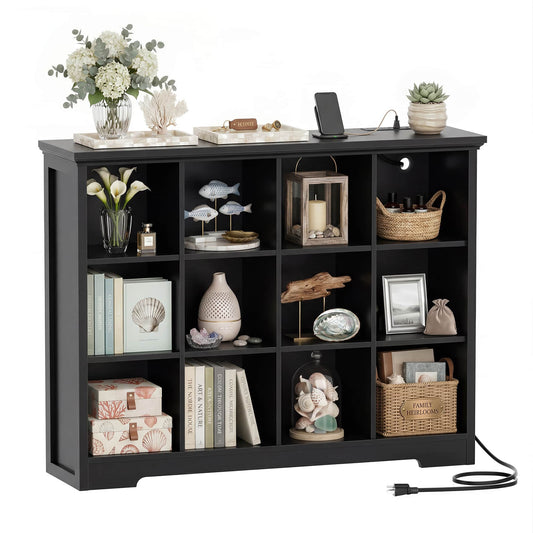 12 Cube Organizer Cabinet with Charging Station & USB Ports