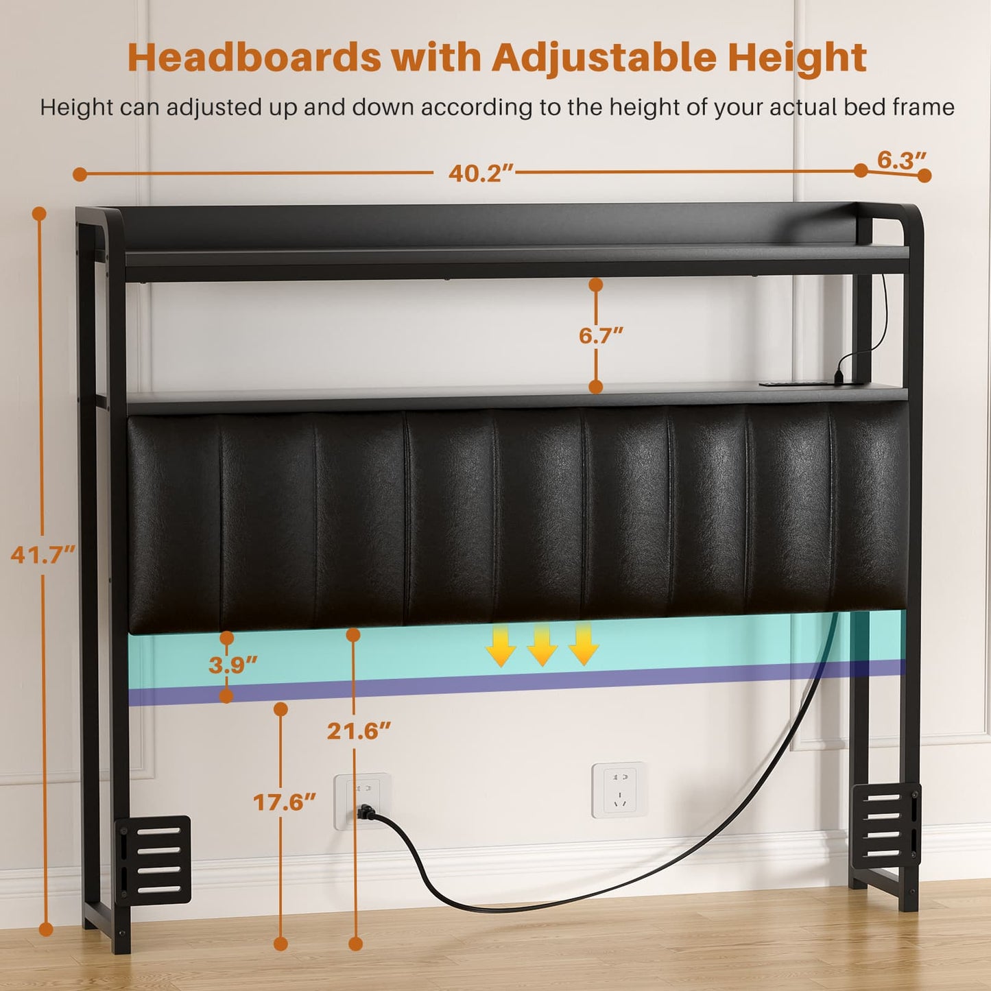 Upholstered Headboards with Outlets, USB Ports and LED Light