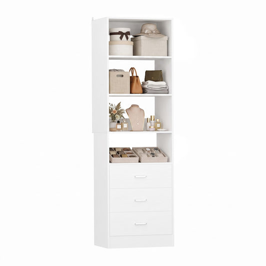42.6" Wide 2 Piece Closet Organizer System with 6 Drawers and Adjustable Shelves