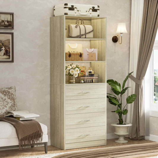 21.3'' Freestanding Closet System with 4 Drawers and Shelves