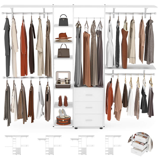 96'' Walk-in Closet Organizer with Drawers and Shelves