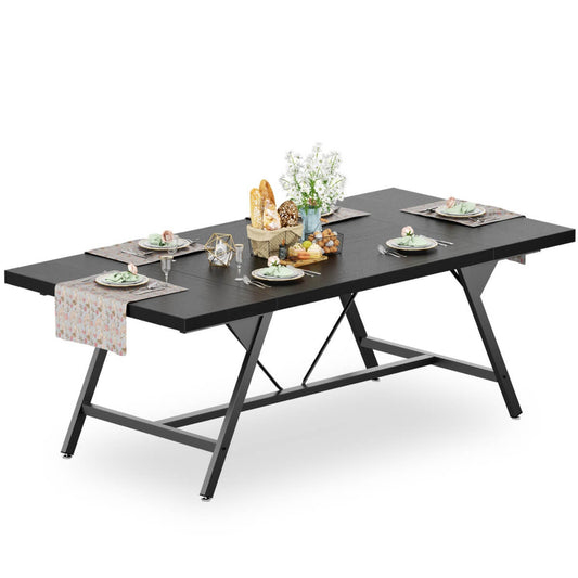 Wooden Farmhouse Dining Table for 4-6 People, 70.8"W x 27.5"D x 29"H