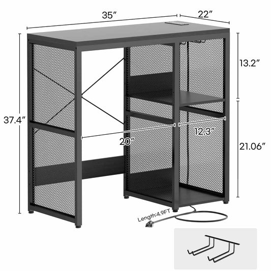 Small Wine Bar Cabinet with Mini Fridge Space and Power Outlet