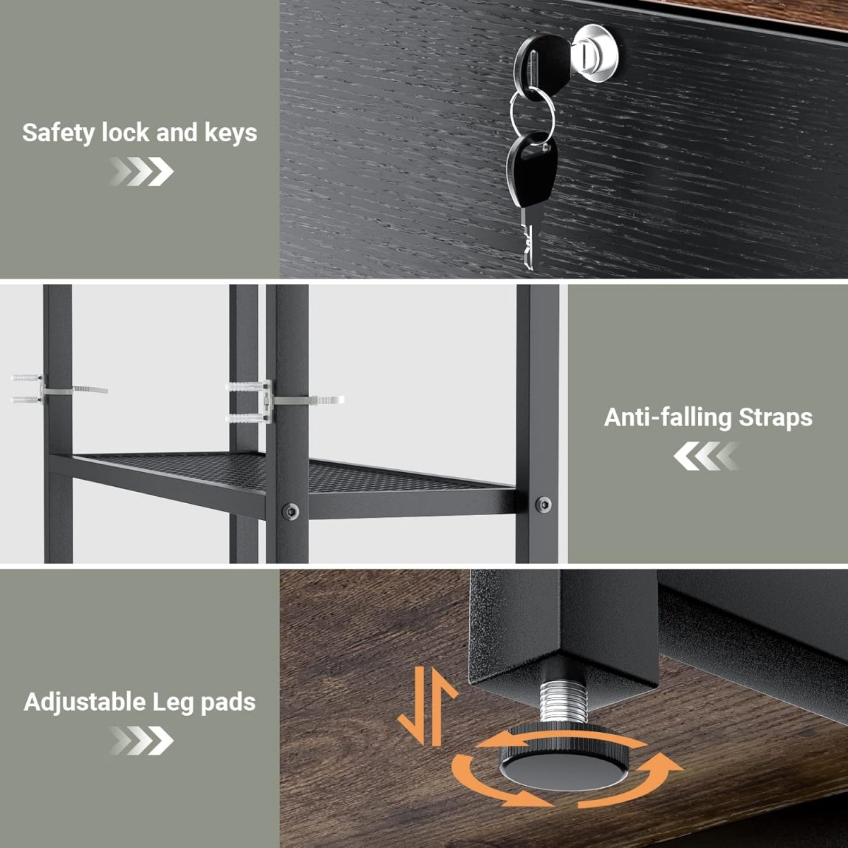 Vertical File Cabinet with Lock Wooden Drawers & Power Outlet, fits Letter Size