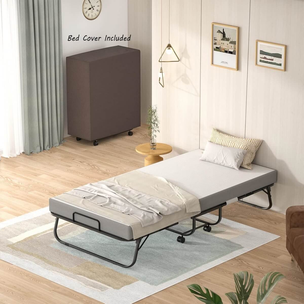 Folding Bed with Memory Foam Mattress, 75' x 31'