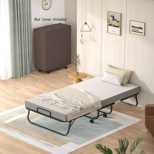 Folding Bed with Memory Foam Mattress, 75' x 31'