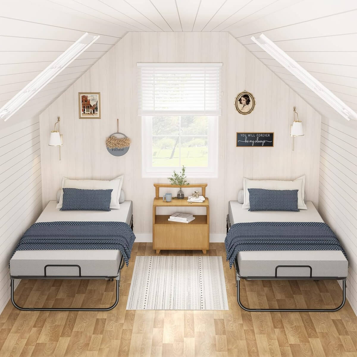 Folding Bed with Memory Foam Mattress, 75' x 31'