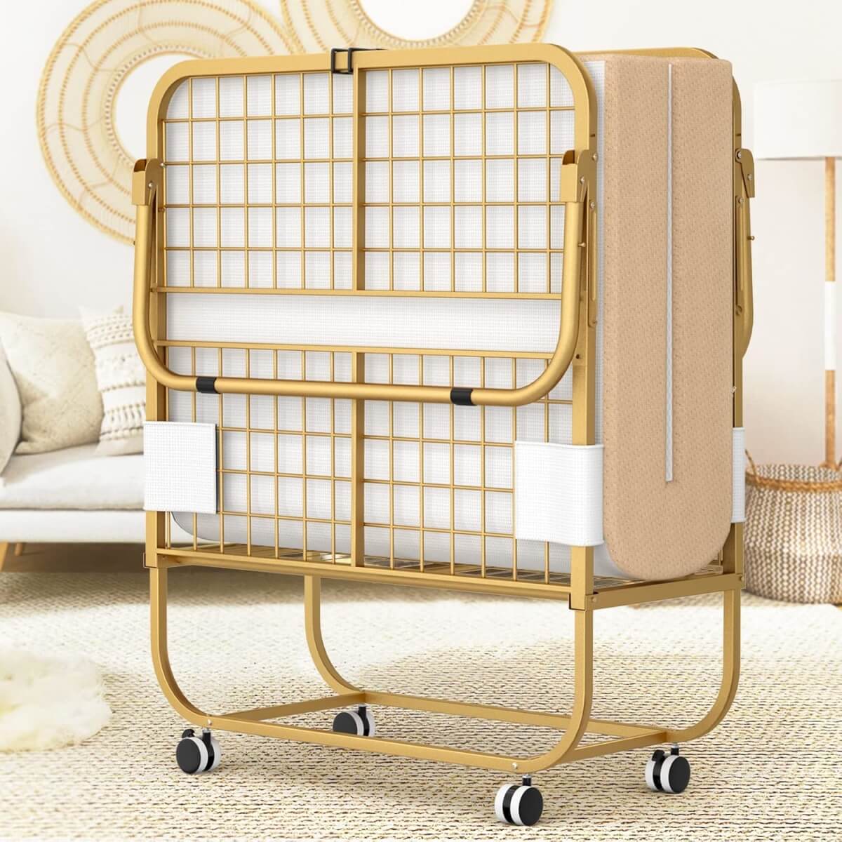 Folding Bed with Memory Foam Mattress, 75' x 31'