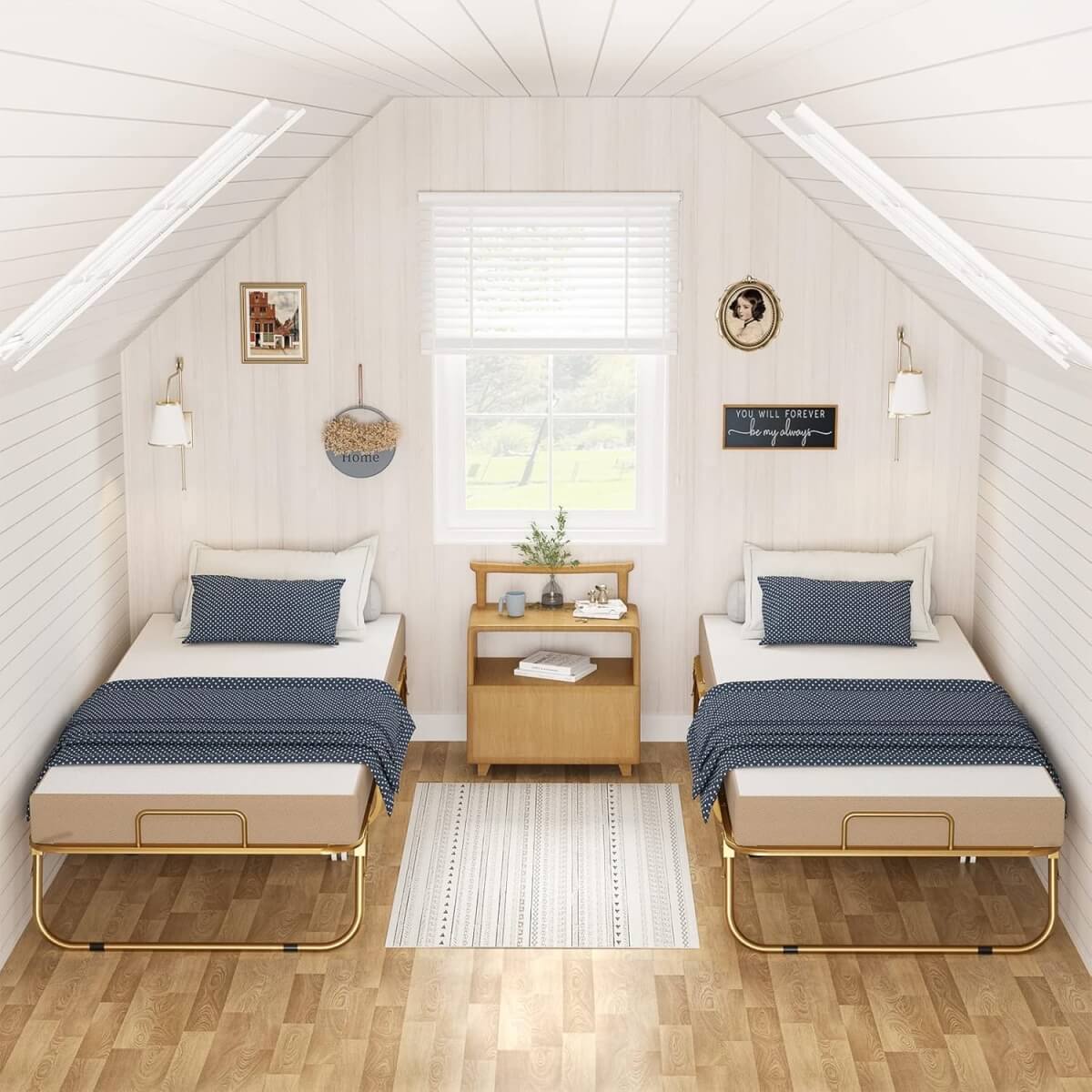 Folding Bed with Memory Foam Mattress, 75' x 31'