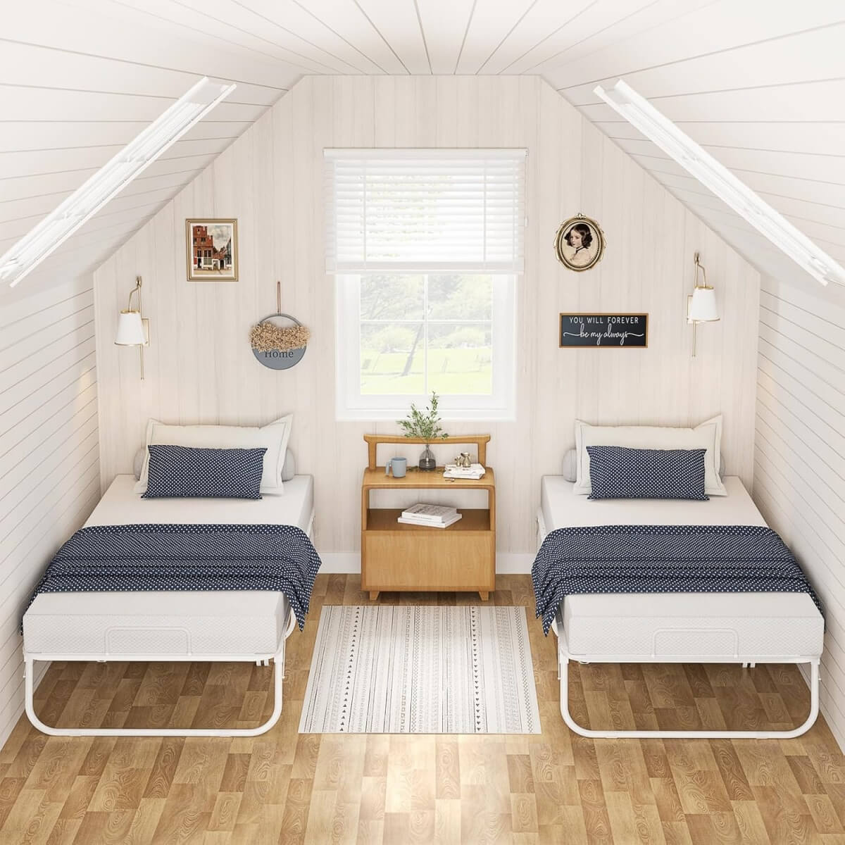 Folding Bed with Memory Foam Mattress, 75' x 31'