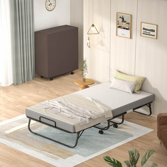 Twin Size Folding Bed with Mattress, 75'' x 38''