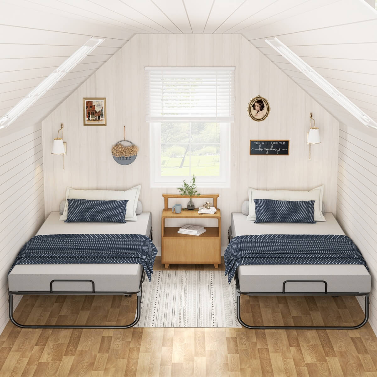 Twin Size Folding Bed with Mattress, 75'' x 38''