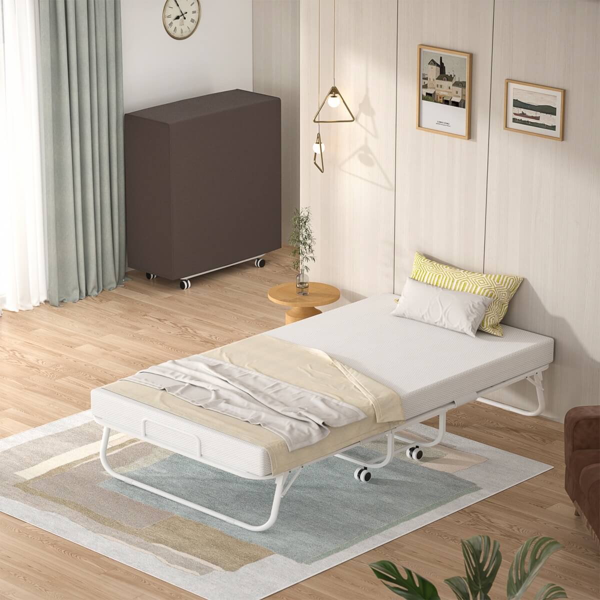 Twin Size Folding Bed with Mattress, 75'' x 38''