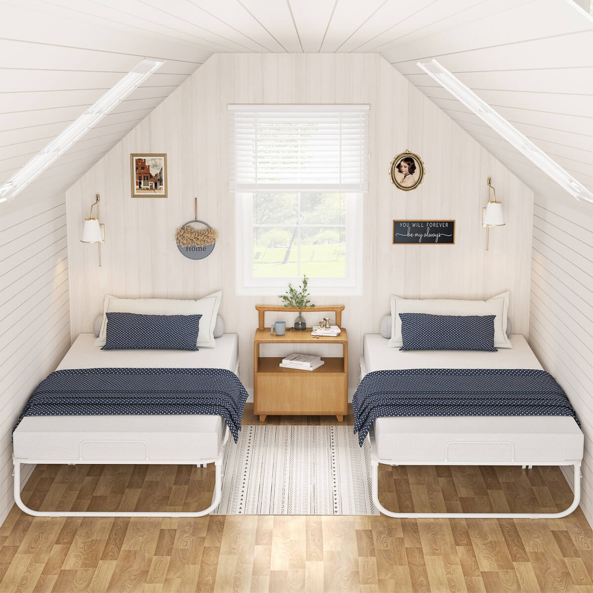 Twin Size Folding Bed with Mattress, 75'' x 38''