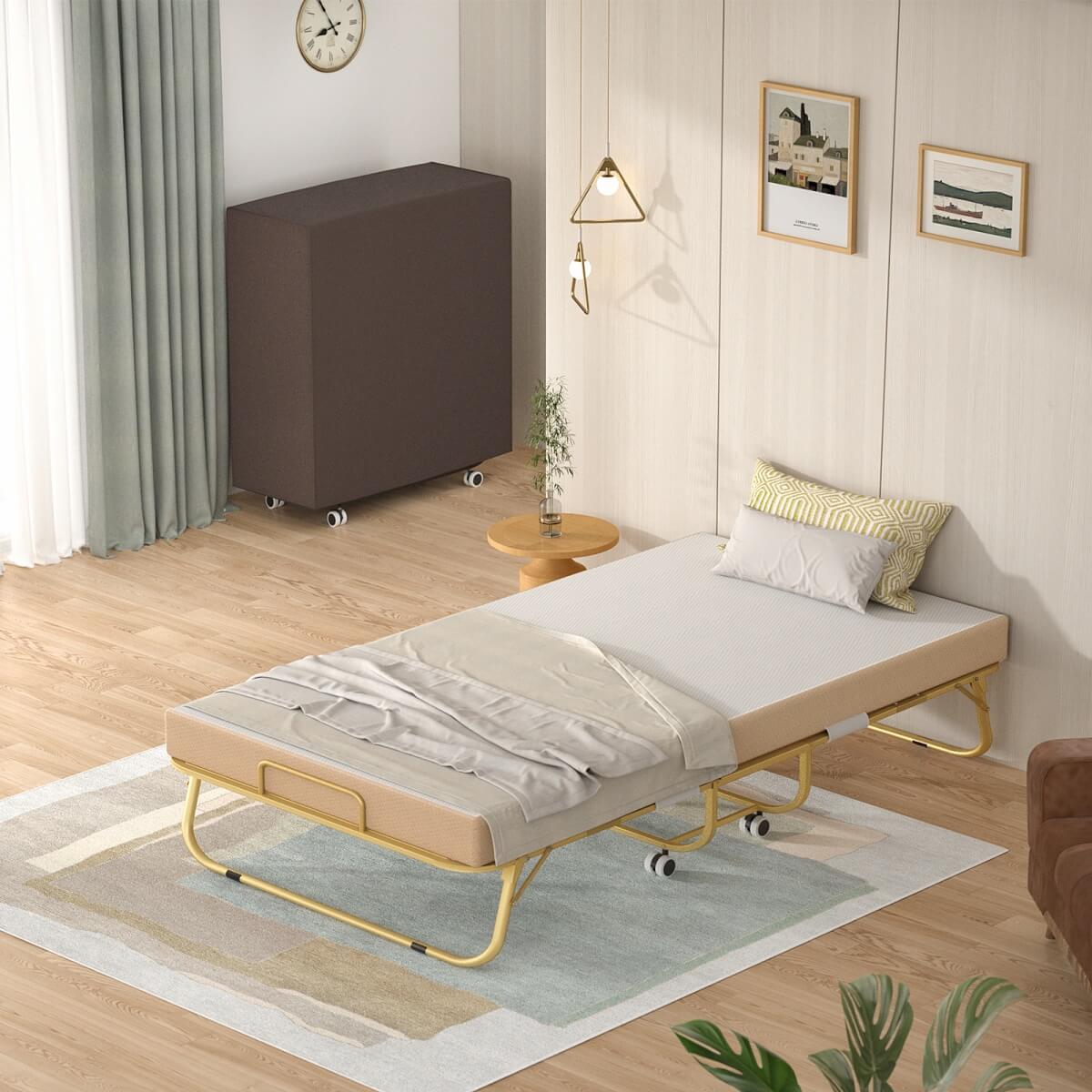 Twin Size Folding Bed with Mattress, 75'' x 38''