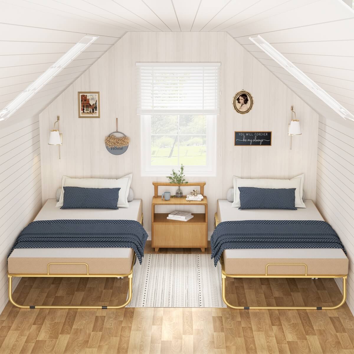 Twin Size Folding Bed with Mattress, 75'' x 38''