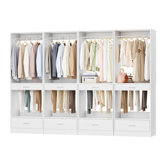 94.4''(7.9ft) Walk-in Closet Organizers with Drawers, Hanging Rods, and Pant Racks