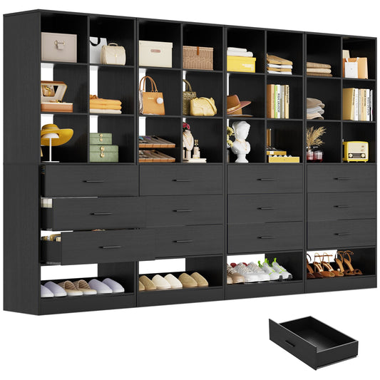 7.9 FT Walk-in Modular Closet System with 12 Drawers & 24 Cube Storage