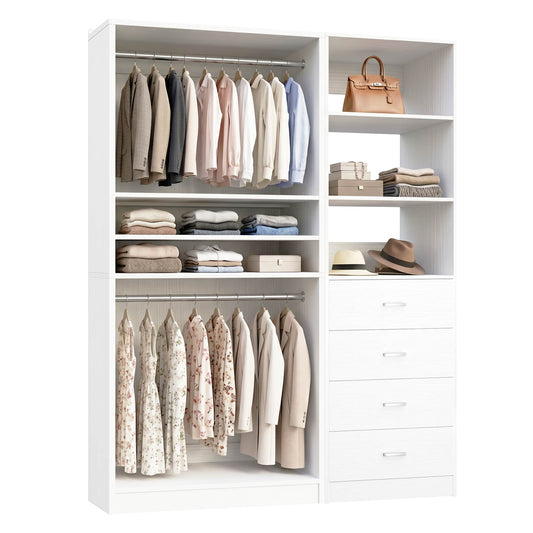 57.3'' W 2-Piece Closet Organizer System with Drawers and Hanging Rods