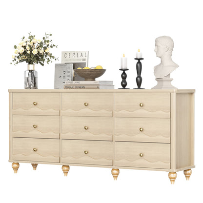 9 Drawer Dresser, 63" Wide Modern Chest of Drawers