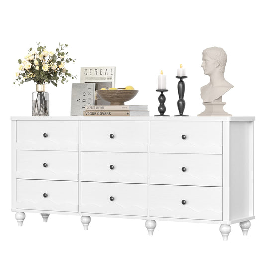 9 Drawer Dresser, 63" Wide Modern Chest of Drawers