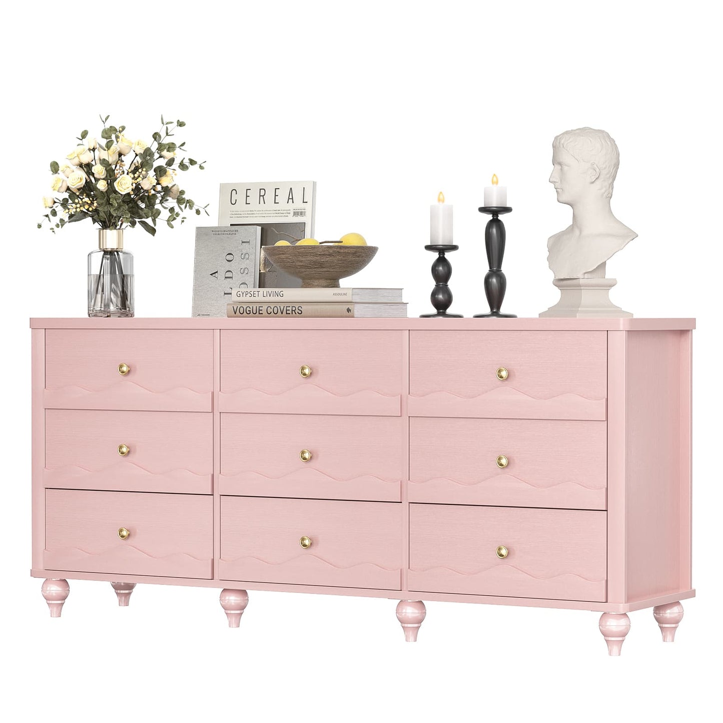 9 Drawer Dresser, 63" Wide Modern Chest of Drawers