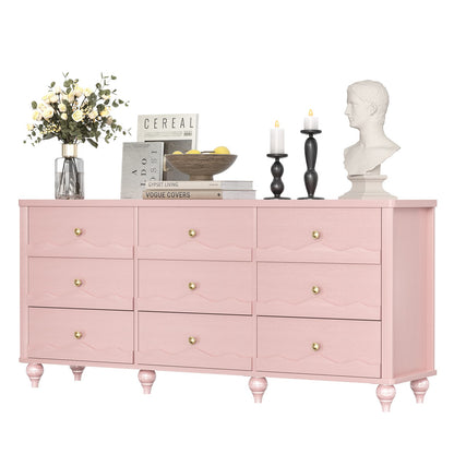 9 Drawer Dresser, 63" Wide Modern Chest of Drawers