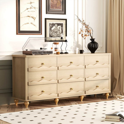 9 Drawer Dresser, 63" Wide Modern Chest of Drawers