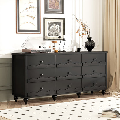 9 Drawer Dresser, 63" Wide Modern Chest of Drawers