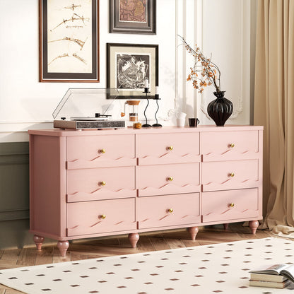 9 Drawer Dresser, 63" Wide Modern Chest of Drawers