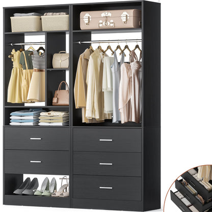 63.2" L X 39.2" W X 80" H Corner Closet System,Freestanding Closet Organizer System With 2 Drawers & 12 Shelves