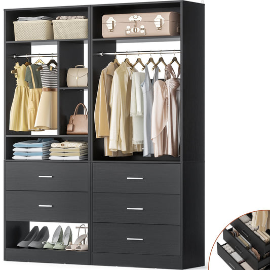 63.2" L X 39.2" W X 80" H Corner Closet System,Freestanding Closet Organizer System With 2 Drawers & 12 Shelves