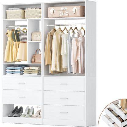 63.2" L X 39.2" W X 80" H Corner Closet System,Freestanding Closet Organizer System With 2 Drawers & 12 Shelves