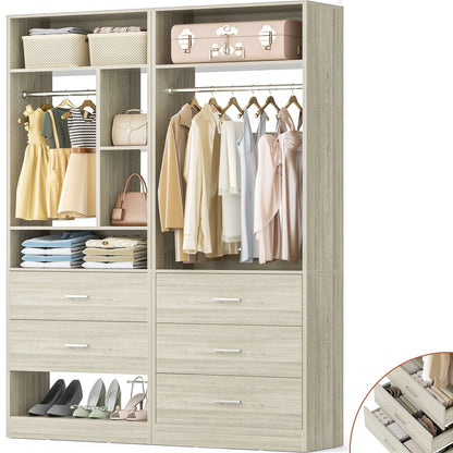 63.2" L X 39.2" W X 80" H Corner Closet System,Freestanding Closet Organizer System With 2 Drawers & 12 Shelves
