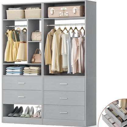 63.2" L X 39.2" W X 80" H Corner Closet System,Freestanding Closet Organizer System With 2 Drawers & 12 Shelves