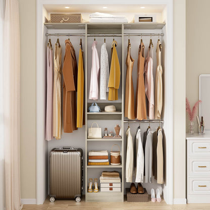 4FT Small Closet System with 4 Closet Rods & 3 Shelves