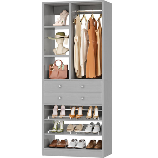 28-Inch Closet Organizer Tower – Free Standing Wardrobe Storage Unit with Drawers and Shelves, Closets System