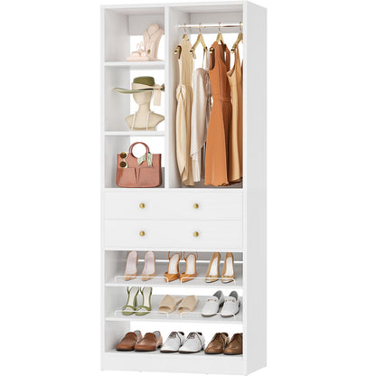 28-Inch Closet Organizer Tower – Free Standing Wardrobe Storage Unit with Drawers and Shelves, Closets System